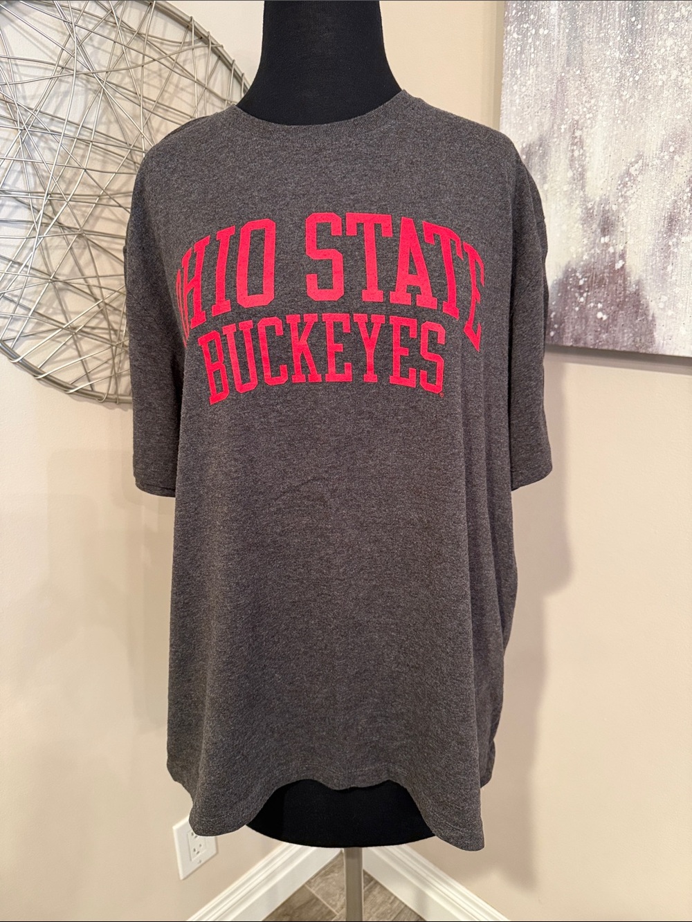 Ohio State Buckeyes Gray Tee with Red Lettering size Large